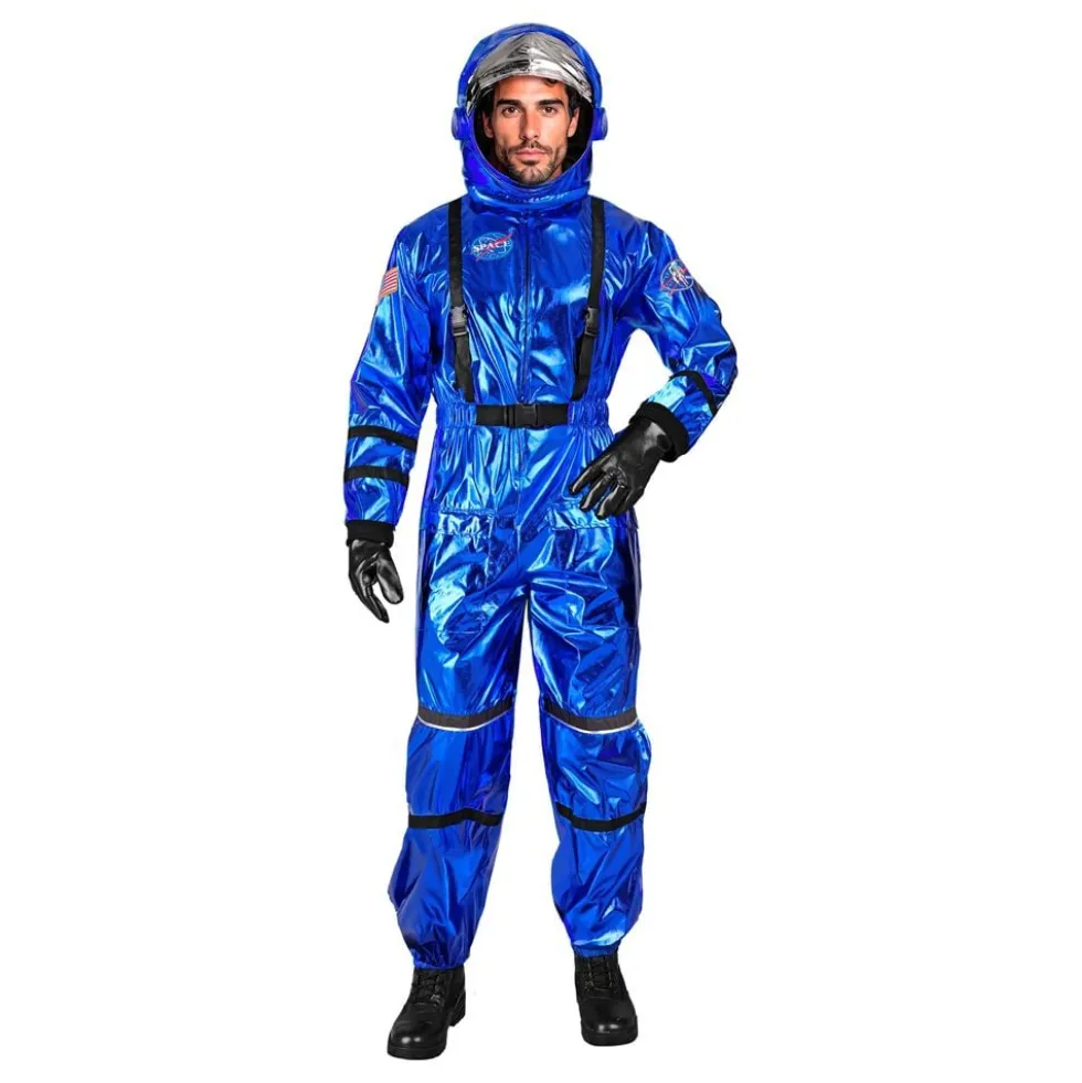 Astronaut Blå Metallic Herre Kostume