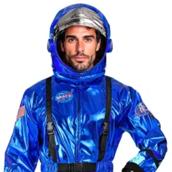 Astronaut Blå Metallic Herre Kostume
