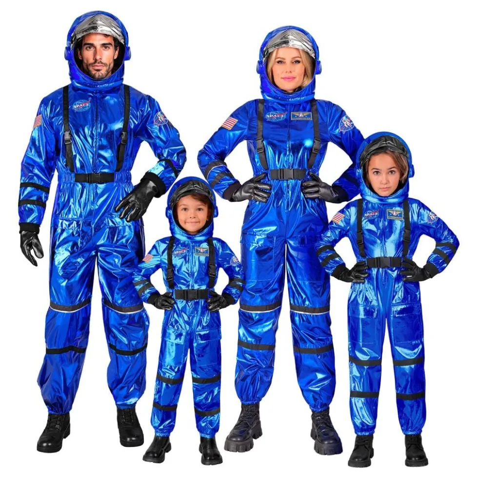 Astronaut Blå Metallic Herre Kostume