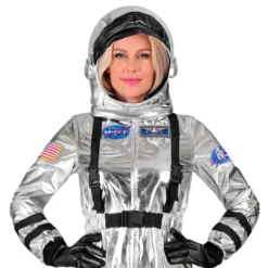 Astronaut Silver Metallic Dame Kostume