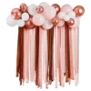 Ballonbue med Streamers Hvid/Roséguld Metallic