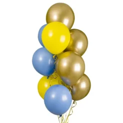 Ballonbuket Gul/Blå/Guld