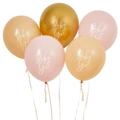 Balloner Baby Girl Guld/Lyserød