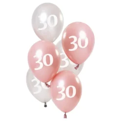 Balloner Lyserød/Hvid 30 År