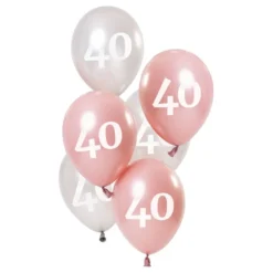 Balloner Lyserød/Hvid 40 År