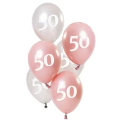 Balloner Lyserød/Hvid 50 År
