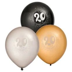 Balloner Sort/Hvid/Guld 20