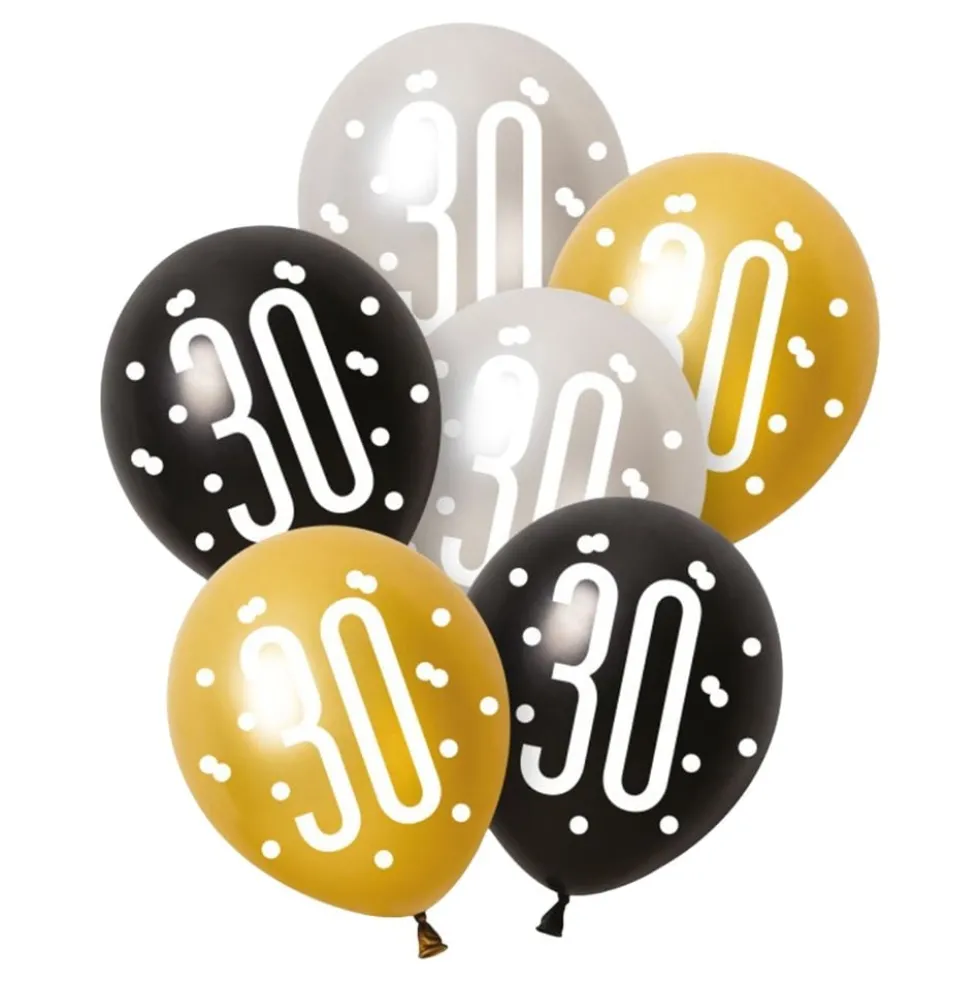Balloner 30 Sort/Sølv/Guld