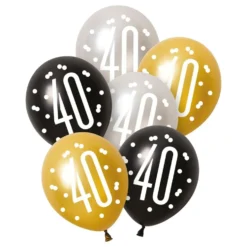 Balloner 40 Sort/Sølv/Guld