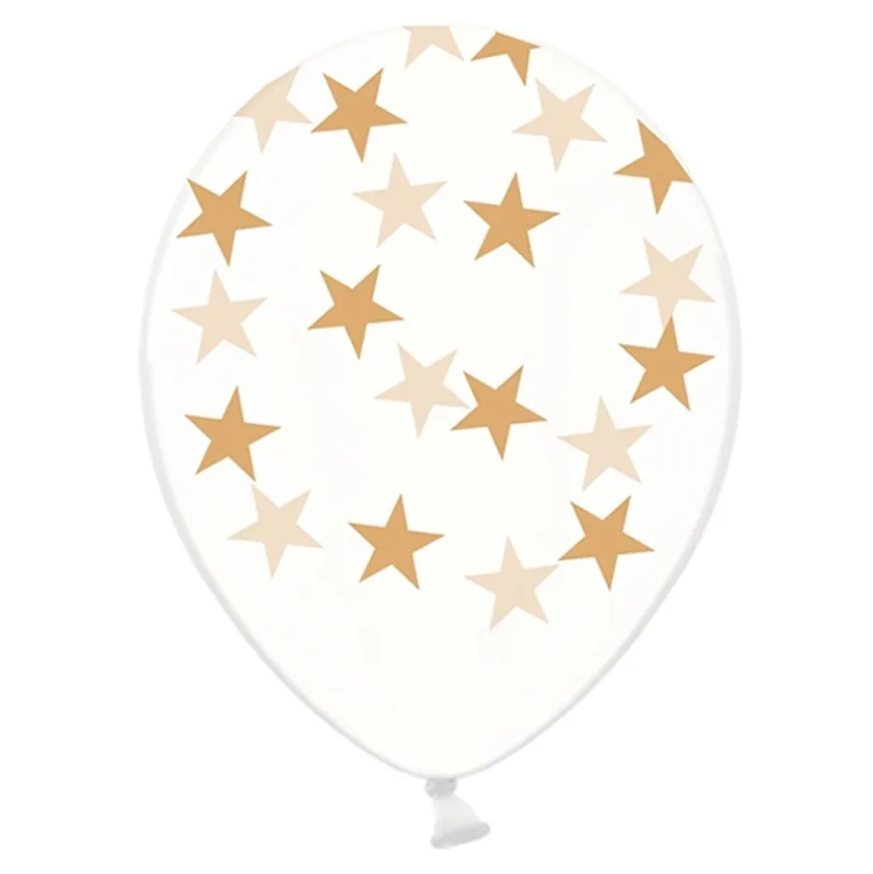 Balloner Transparente med Guldstjerner