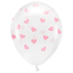 Balloner Transparente med Lyserøde Hjerter