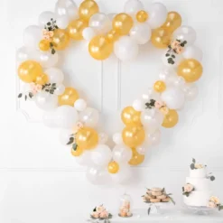 Ballonfigur Guld/Hvid Hjerte Stort