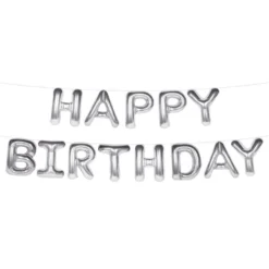 Ballongguirlande Happy Birthday Sølv