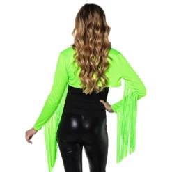 Bolero med Frynser Neongrøn UV