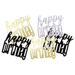 Bordkonfetti Happy Birthday Sølv/Guld/Sort