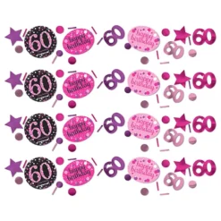 Bordkonfetti 60 Sort/Lyserød Glitter