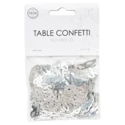Bordkonfetti Tal 25 Sølv Metallic