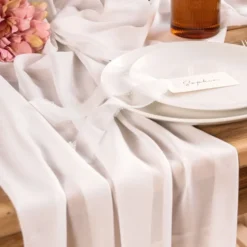 Bordløber Chiffon Off-white