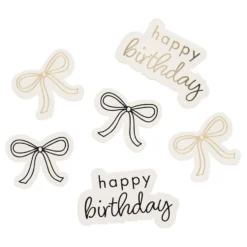 Bordskonfetti Happy Birthday Cremehvid Sløjfe