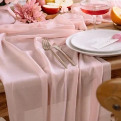 Bordsløber Chiffon Lyserød