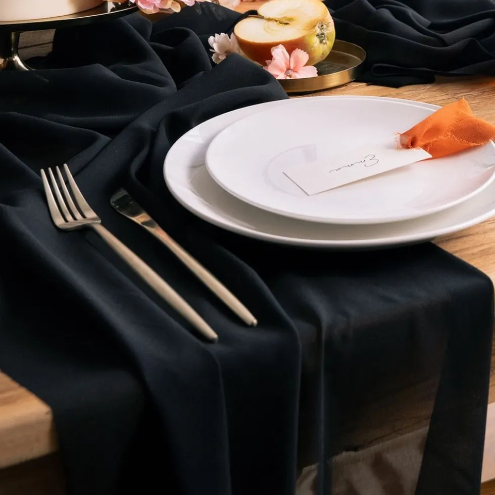 Bordsløber Chiffon Sort
