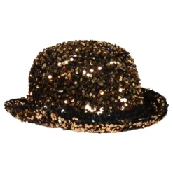 Bowlerhat med Pallietter Sort/Guld Deluxe