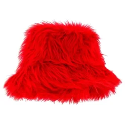 Bucket Hat Fluffy Rød