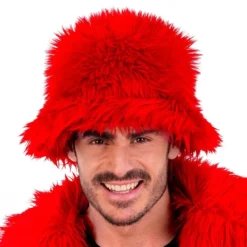 Bucket Hat Fluffy Rød