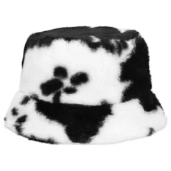 Bucket Hat i kunstpels med komønster