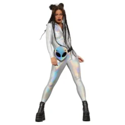 Catsuit Sølv Holograpic Kostume