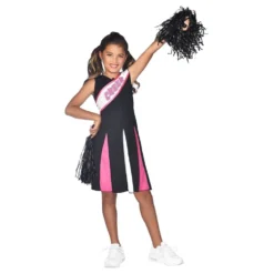 Cheerleader Sort/Lyserød Børnekostume