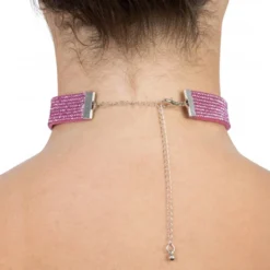 Choker Halskæde med Strass Lyserød