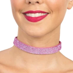 Choker Halskæde med Strass Lyserød
