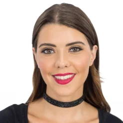 Choker Halskæde med Strass Sort