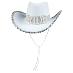 Cowboyhat Bride Hvid med Rhinsten