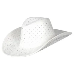 Cowboyhat Hvid med Sten
