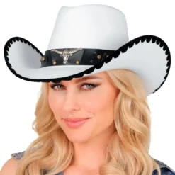 Cowboyhat Hvid med Tyr