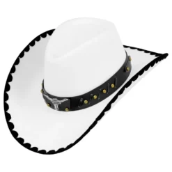 Cowboyhat Hvid med Tyr