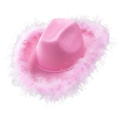 Cowboyhat Lyserød med Plyskant