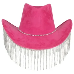Cowboyhat Lyserød med Strass