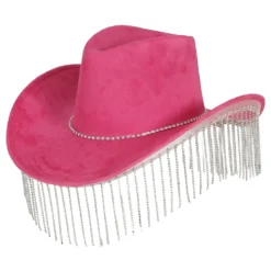 Cowboyhat Lyserød med Strass