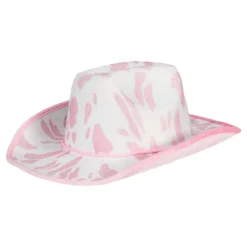 Cowboyhat med komønster lyserød/hvid