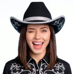 Cowboyhat med strassstjerner Sort