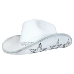 Cowboyhat med strassstjerner Hvid