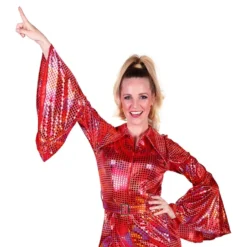 Disco Jumpsuit Rød Farveskinnende Kostume