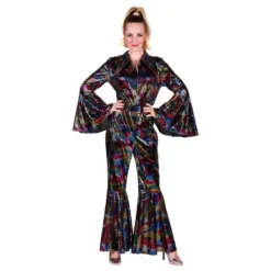 Disco Jumpsuit Sort Farveskinnende Kostume