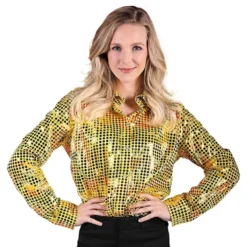 Disco Skjorte Dame Gul Farveskinnende