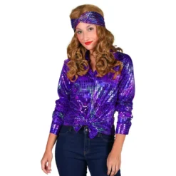 Disco Skjorte Dame Lilla Farveskiftende