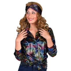 Disco Skjorte Dame Sort Farveskinnende