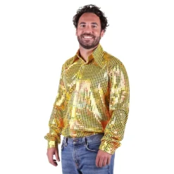 Disco Skjorte Herre Gul Farveskinnende